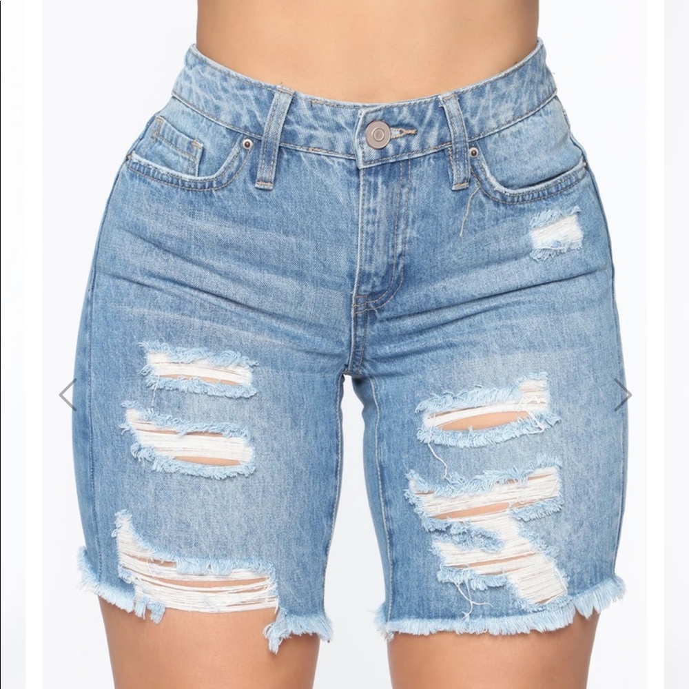 Fashion Nova Distressed Denim Bermudas